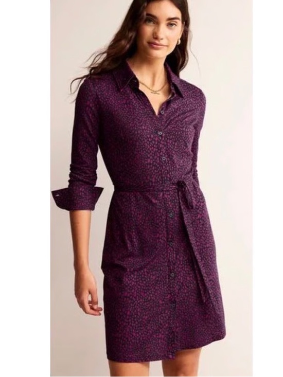 Boden Dresses & Skirts - Boden berry/black Jessie jersey shirt dress, sz 16/18.